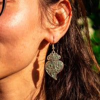 Traditional Filigree Silver Viana Heart Earrings