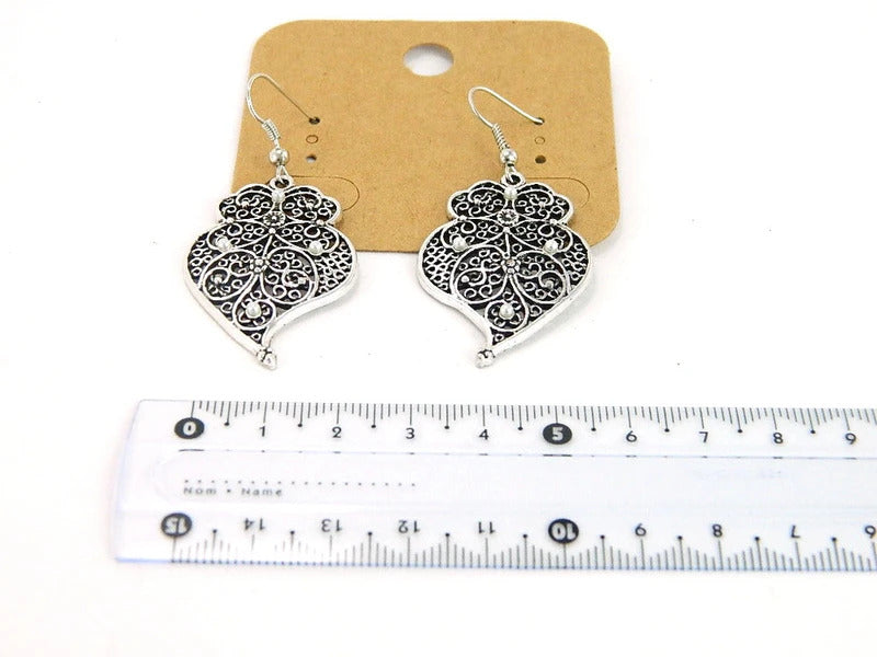 Traditional Filigree Silver Viana Heart Earrings