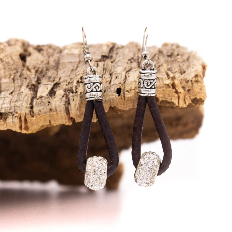 Dark Cork with Pandora Style Charm Earrings