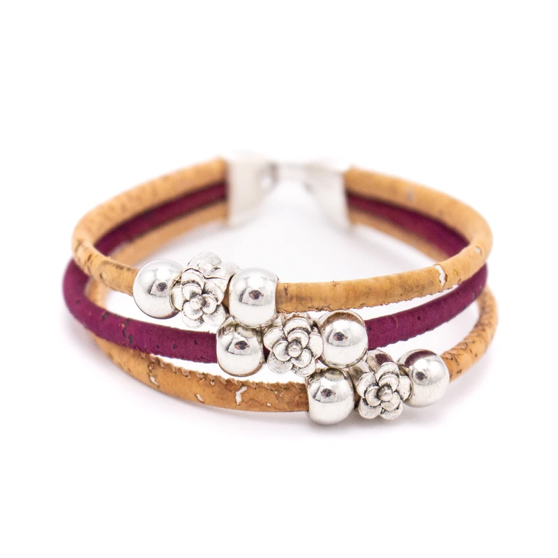 Natural and Colored Multi Strand Cork Bracelet - Available in 5 Colours