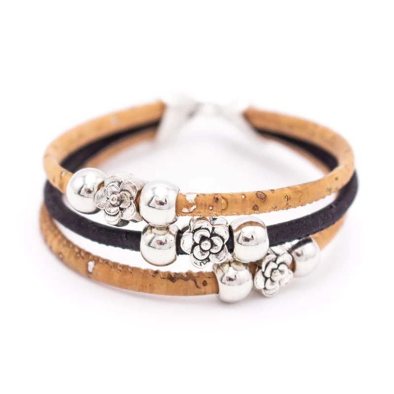 Natural and Colored Multi Strand Cork Bracelet - Available in 5 Colours