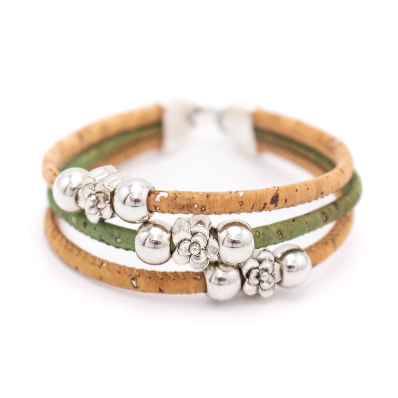 Natural and Colored Multi Strand Cork Bracelet - Available in 5 Colours