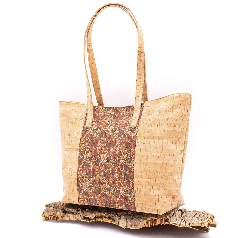 Natural and Printed Leaf  Cork Women's Shoulder Handbag