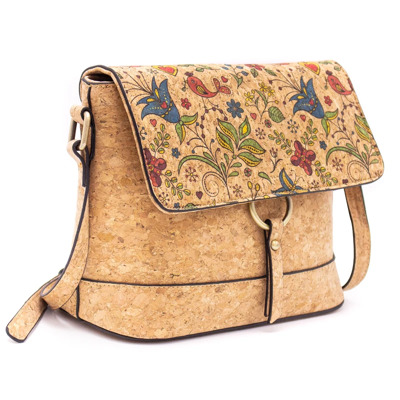 Beautiful Natural and Printed Floral Cork Women's Purse