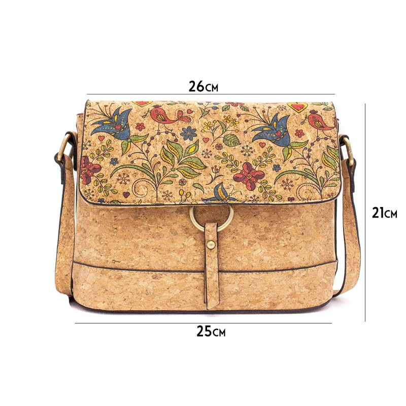 Beautiful Natural and Printed Floral Cork Women's Purse