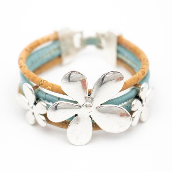 Large Daisy Natural And Colored Cork Bracelet-available in 4 colors