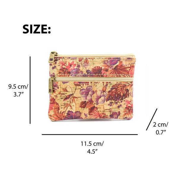 Small Floral Printed Vegan Cork Change Purse